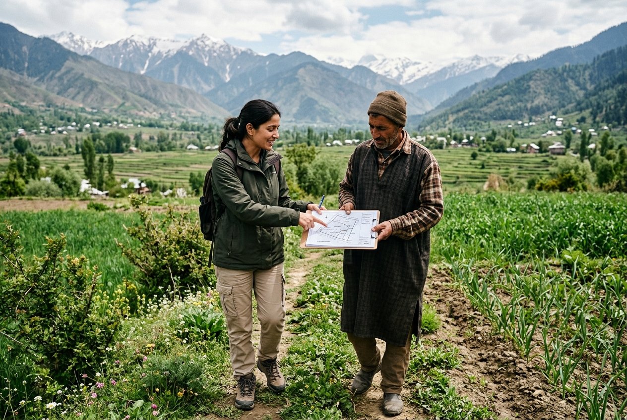 Zam Zam Agriserve orchard specialist on site in Kashmir